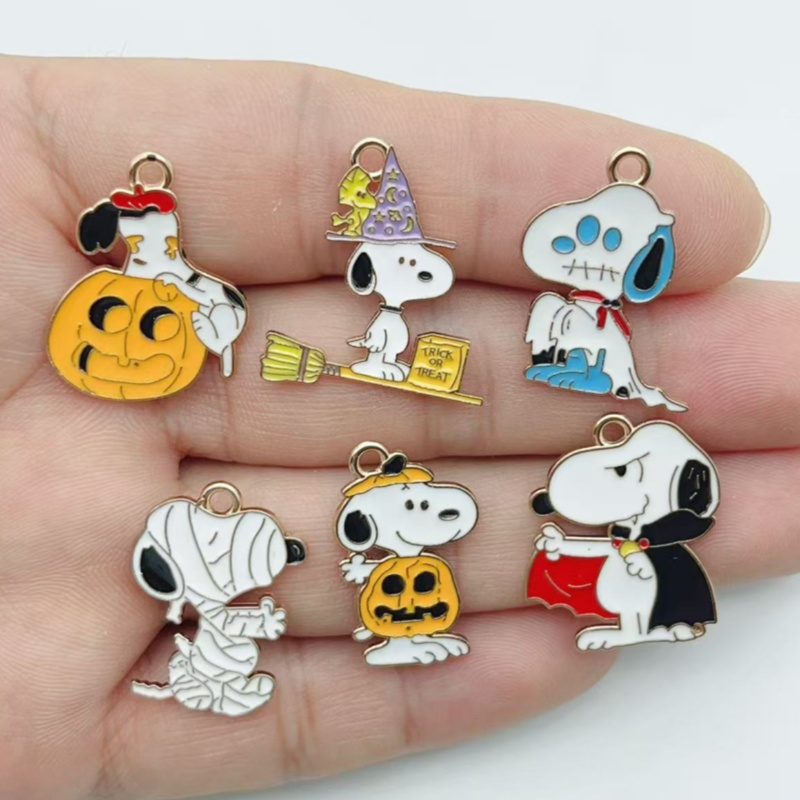 Party Games Event - 10 個かわいいハロウィン漫画子犬合金エナメルチャームカボチャペンダント DIY ジュエリー作成アクセサリー