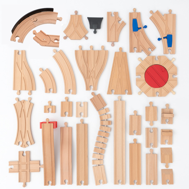 Hot Wheels Car Track Sets - 新しい木製トラックアクセサリーブナ材鉄道線路部品ブランド木製トラックに適合子供のための教育玩具