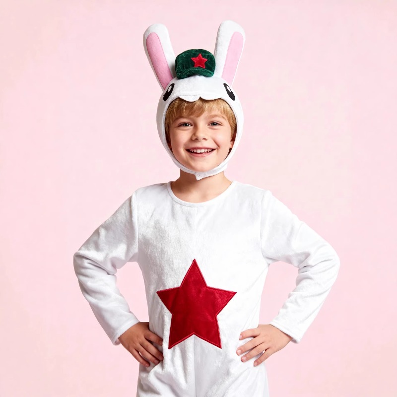 Party Games Easter For Kids - 子供用の白いイースターコスチューム、耳と尻尾付き、学校のパーティー、ステージパフォーマンス用