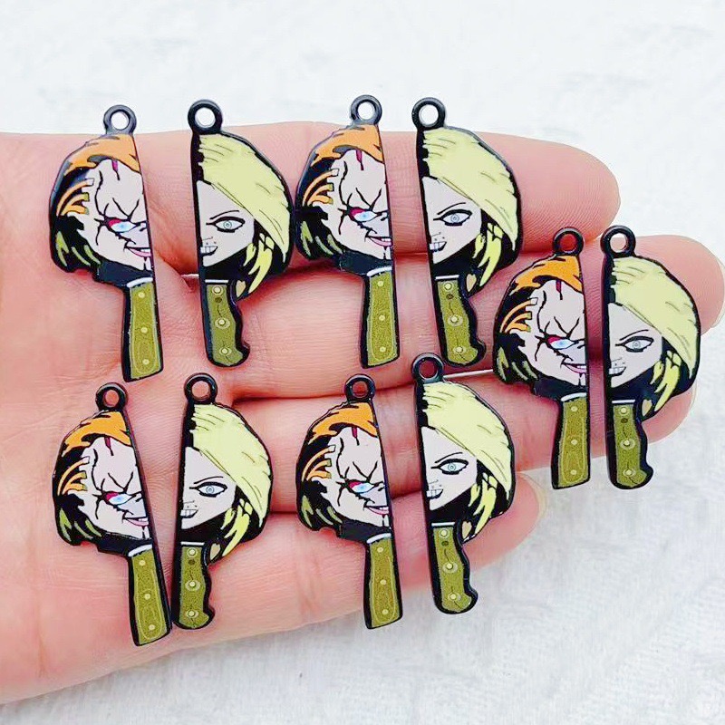Party Games Event - 10 個漫画ピエロ面白いカップル片面アクリルジュエリー DIY アクセサリーバッグキーホルダーペンダント