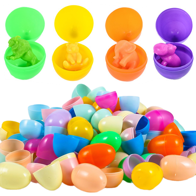 Party Games Easter For Kids - 12/24 個空のイースターエッグプラスチック充填可能なキャンディーおもちゃギフト包装ボックス子供ハントゲーム小道具イースターパーティー DIY 装飾