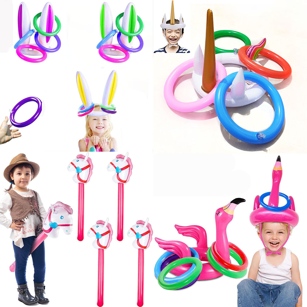 Party Games Easter For Kids - 子供のための膨脹可能なきらびやかな風船,虹の頭の形をしたおもちゃ,長いスティック,誕生日パーティー