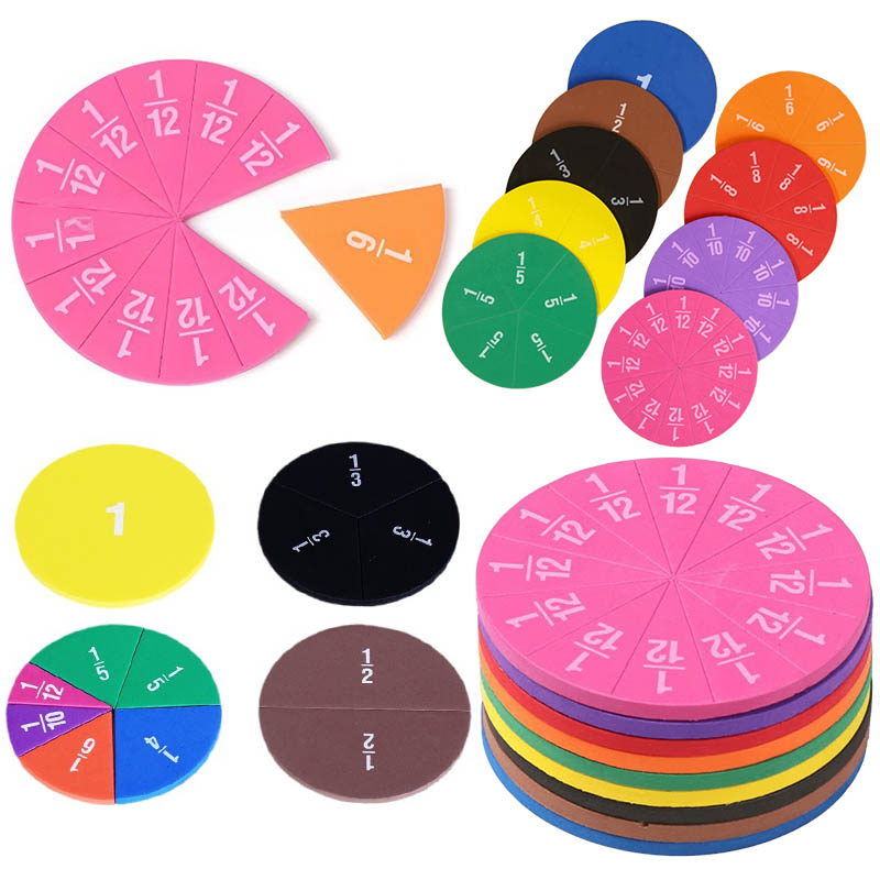 Party Games School - 9 センチメートルサイズカラフルな丸型分数数学トレーニングディスク 9 ピース/パック分数教育ツールパーティーギフト学校ゲーム報酬 ZYF