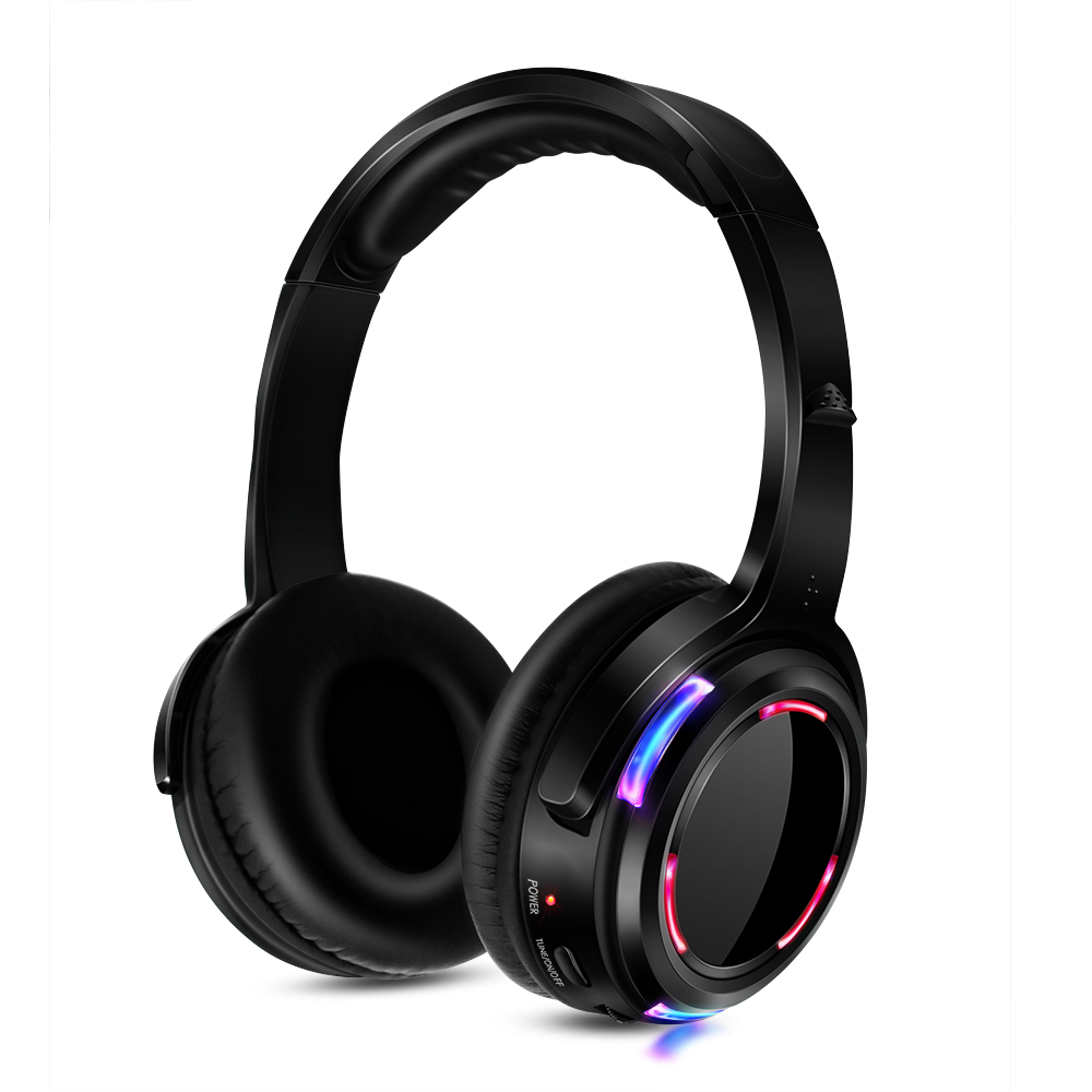 Party Games Phone - プロ仕様LED点滅ライト付きサイレントディスコワイヤレスヘッドホン - 静音パーティー、DJ、クラブ、パーティー用RFワイヤレスヘッドセット