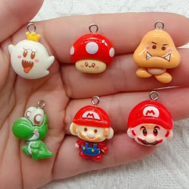 Party Games Event - 10個入り樹脂製漫画ペンダント、DIYジュエリー製作イヤリング、キーホルダーアクセサリー
