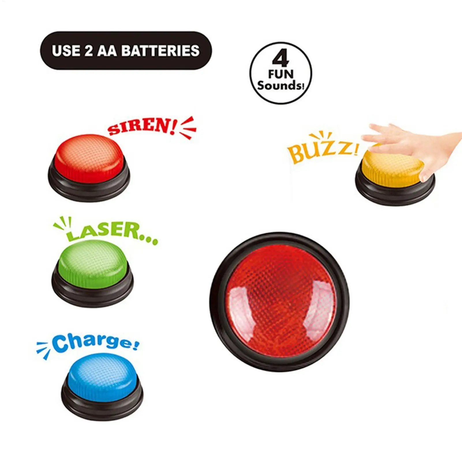 Party Games Easter For Kids - ゲームブザー 4個セット クイックアンサーボタン ライト付き 子供用 学生用