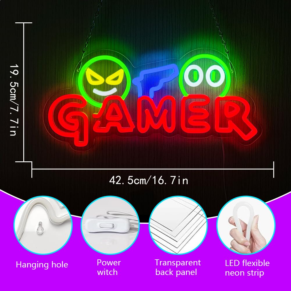 ゲーマー向けネオンサインLEDウォールライト、カスタマイズ可 - Party Games School のレビューと価格