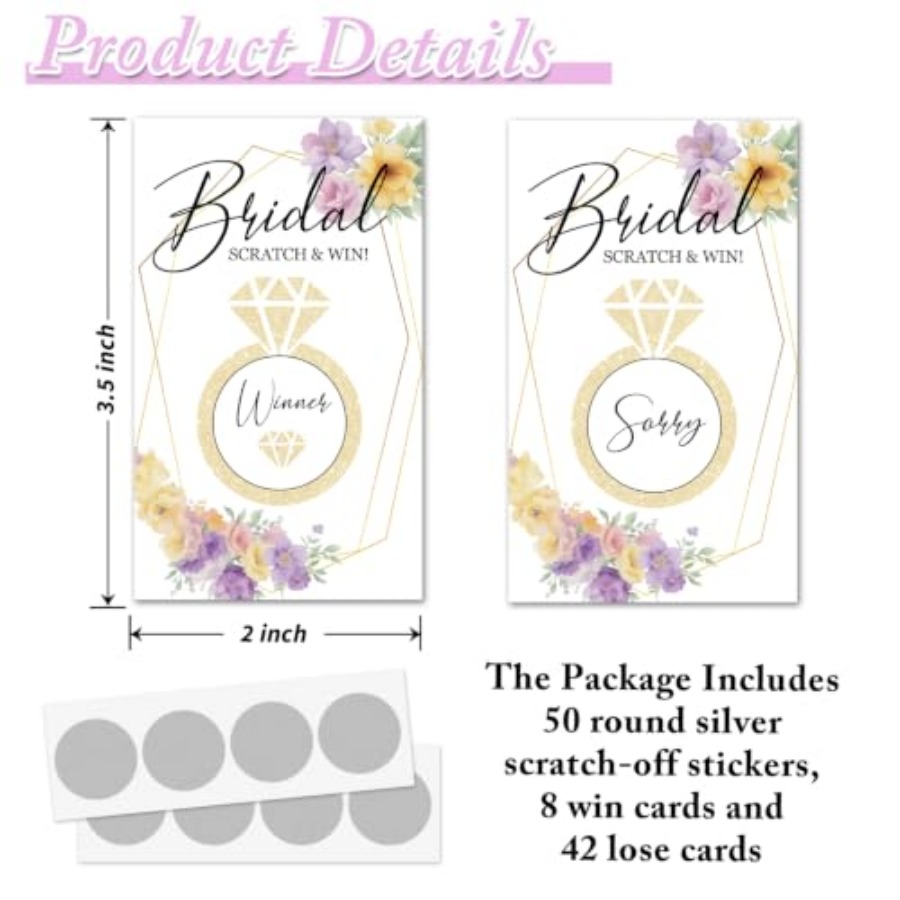 ゴールデンリングブライダルシャワースクラッチオフゲーム、婚約 - Party Games Bridal Shower のレビューと価格
