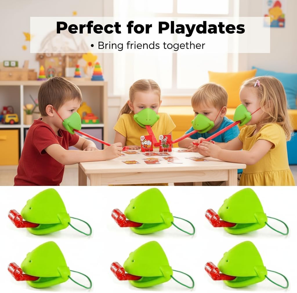 6セット カメレオン舌射撃ゲーム、子供用口マスク付きカエル舌 - Party Games Easter For Kids のレビューと価格