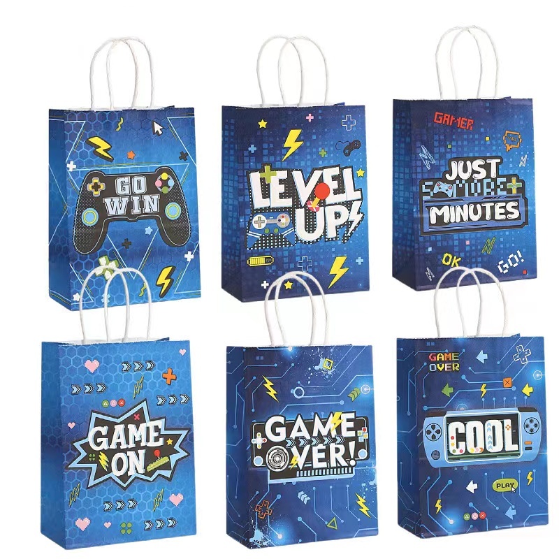 6/24 個ビデオゲームテーマ紙ギフト包装袋ゲームオーバーキ - Party Games Easter For Kids のレビューと価格