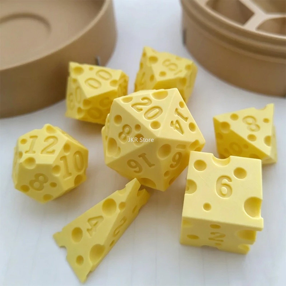3Dプリントチーズダイスセット、D4 D20ダイスセット付き - Party Games At Wedding のレビューと価格